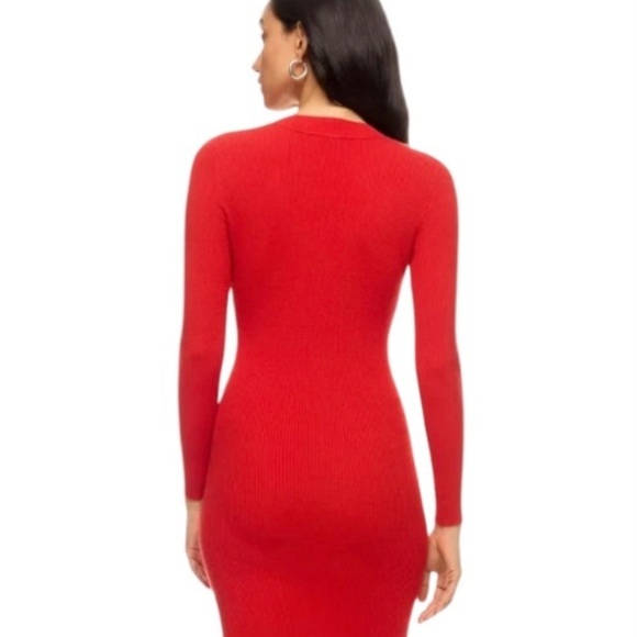 ROAM Cordoba Mini Dress Button Front Long Sleeve in Red Rib Stretch Knit Size XS - Picture 2 of 8